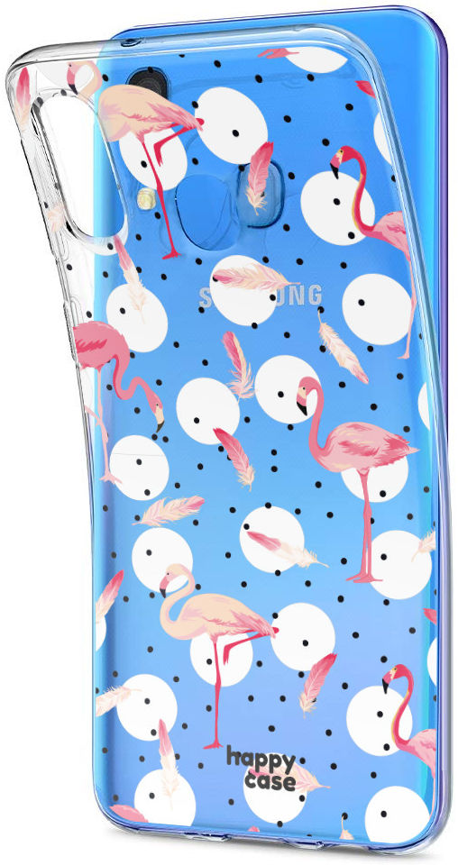 HappyCase Samsung Galaxy A40 Flexibel TPU Hoesje Flamingo Print afbeelding 4
