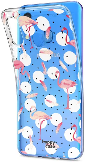 HappyCase Samsung Galaxy A40 Flexibel TPU Hoesje Flamingo Print afbeelding 4