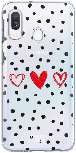 HappyCase Samsung Galaxy A40 Flexibel TPU Hoesje Stip Hartjes Print afbeelding 1