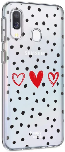 HappyCase Samsung Galaxy A40 Flexibel TPU Hoesje Stip Hartjes Print afbeelding 5