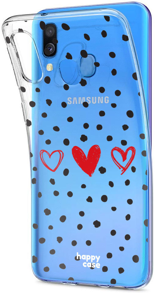HappyCase Samsung Galaxy A40 Flexibel TPU Hoesje Stip Hartjes Print afbeelding 4