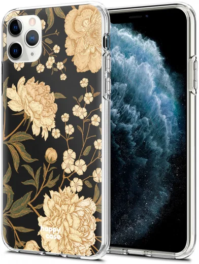 HappyCase iPhone 11 Pro Hoesje Flexibel TPU Gele Rozen Print afbeelding 2