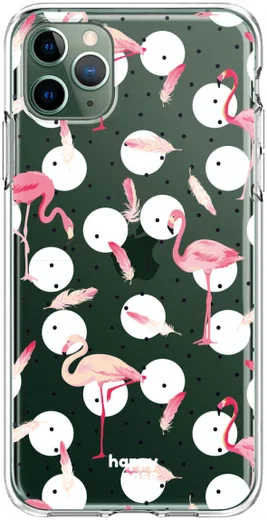 HappyCase iPhone 11 Pro Hoesje Flexibel TPU Flamingo Print afbeelding 1