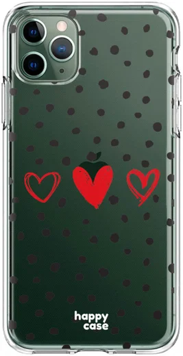 HappyCase iPhone 11 Pro Hoesje Flexibel TPU Stip Hartjes Print afbeelding 1