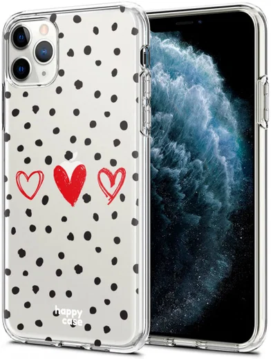 HappyCase iPhone 11 Pro Hoesje Flexibel TPU Stip Hartjes Print afbeelding 2
