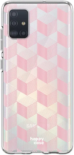HappyCase Samsung Galaxy A71 Hoesje Flexibel TPU Blokjes Print afbeelding 1