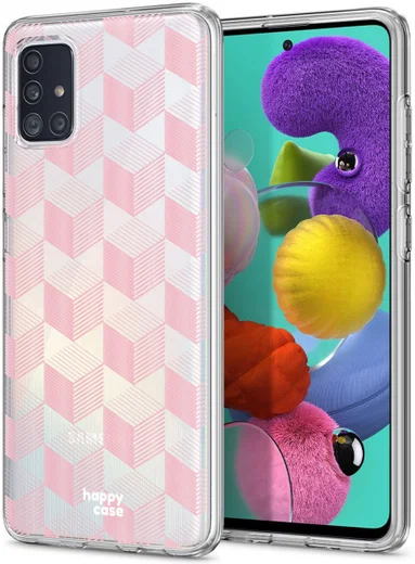 HappyCase Samsung Galaxy A71 Hoesje Flexibel TPU Blokjes Print afbeelding 2