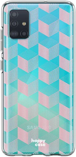 HappyCase Samsung Galaxy A71 Hoesje Flexibel TPU Blokjes Print afbeelding 4