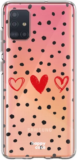 HappyCase Samsung Galaxy A71 Hoesje Flexibel TPU Stip Hartjes Print afbeelding 6