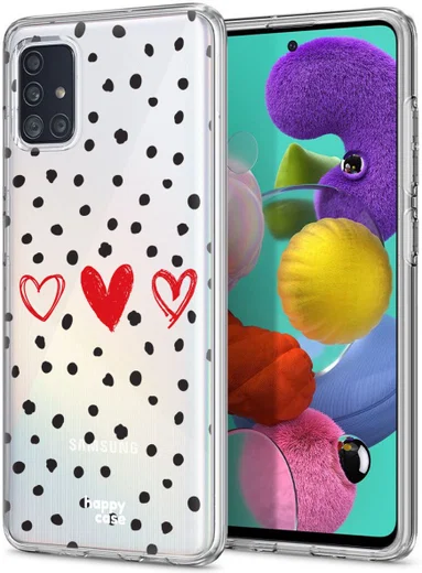 HappyCase Samsung Galaxy A71 Hoesje Flexibel TPU Stip Hartjes Print afbeelding 2