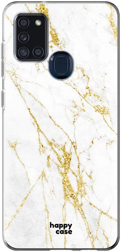 HappyCase Samsung Galaxy A21S Flexibel TPU Hoesje Wit Marmer print afbeelding 1