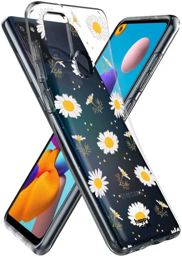 HappyCase Samsung Galaxy A21S Flexibel TPU Hoesje Bloemen print afbeelding 2