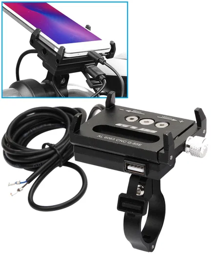 GUB G85E Telefoonhouder voor Motor / E-Bike USB Output voor opladen afbeelding 3