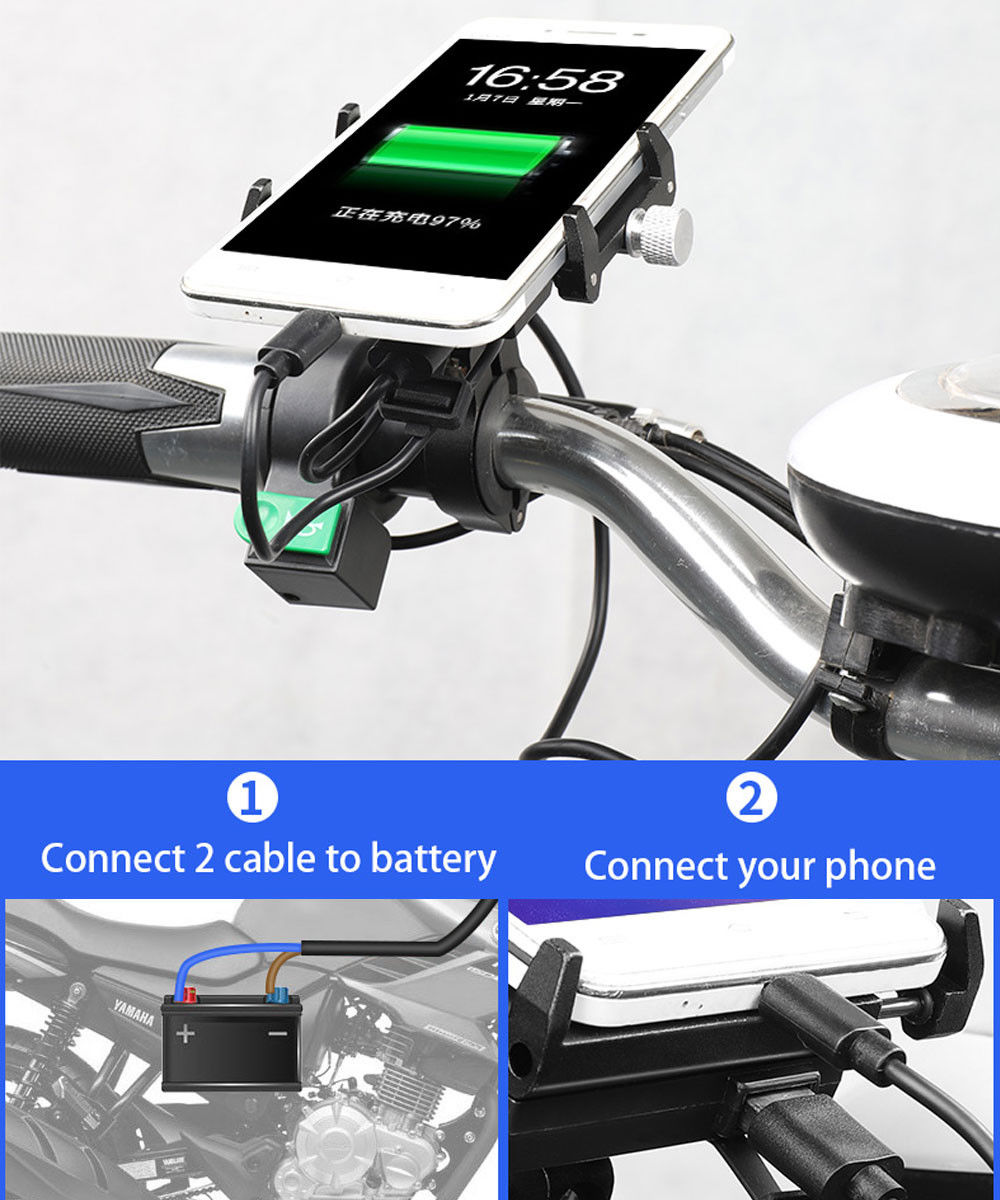 GUB G85E Telefoonhouder voor Motor / E-Bike USB Output voor opladen afbeelding 10