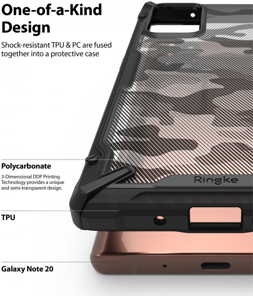 Ringke Fusion X Samsung Galaxy Note 20 Hoesje Camo Zwart afbeelding 6