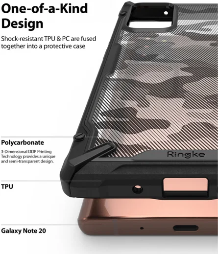 Ringke Fusion X Samsung Galaxy Note 20 Hoesje Camo Zwart afbeelding 6