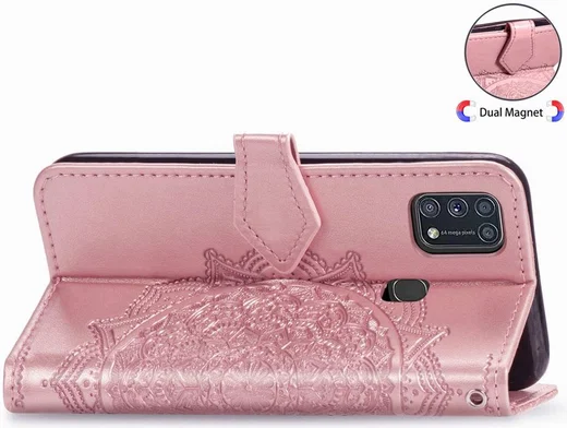 Samsung Galaxy M31 Portemonnee Hoesje Met Mandala Roze Goud afbeelding 2