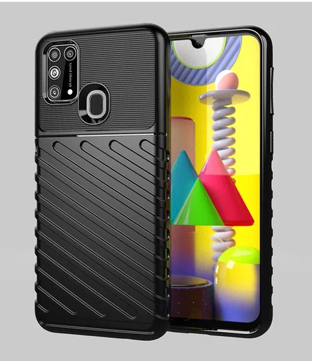 Samsung Galaxy M31 Twill Thunder Texture Back Cover Zwart afbeelding 3