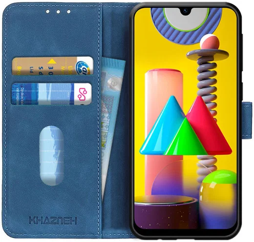 Samsung Galaxy M31 Hoesje Portemonnee Retro Splitleer Blauw afbeelding 1