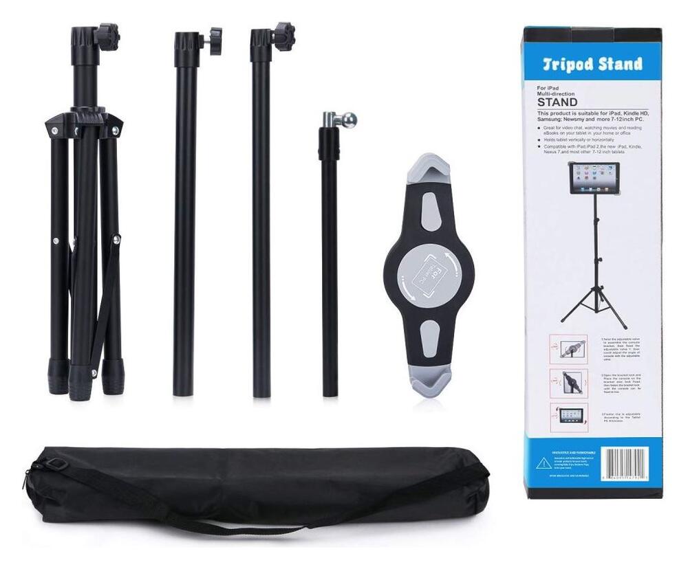 Tablet / iPad Statief met Tripod 7.9 - 12 Inch Met Opberg Tas afbeelding 5