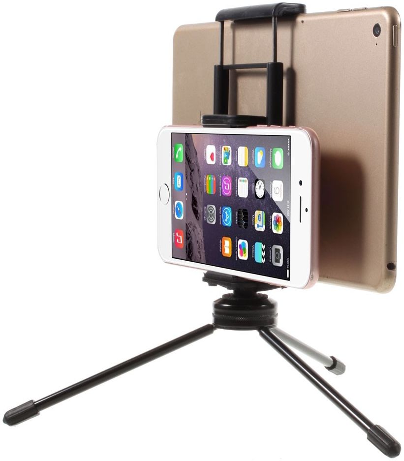 Multi-Functioneel Mini Metalen Tripod Stand Smartphone / Tablet Zwart afbeelding 1