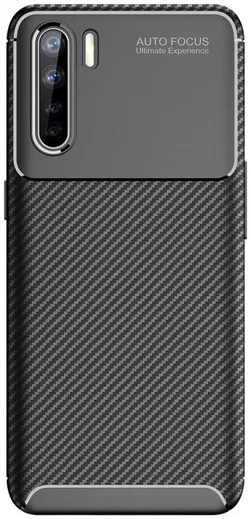 Oppo A91 Hoesje Geborsteld Carbon Zwart afbeelding 1