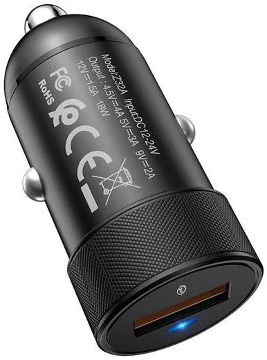 HocoFlash USB Fast Charge Autolader Zwart afbeelding 2