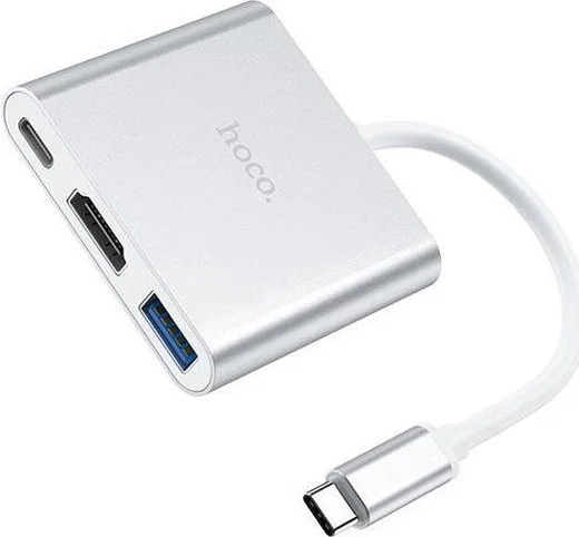 Hoco Easy Universele 3-in-1 USB / PD / HDMI Zilver afbeelding 1