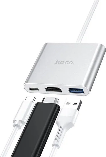 Hoco Easy Universele 3-in-1 USB / PD / HDMI Zilver afbeelding 3