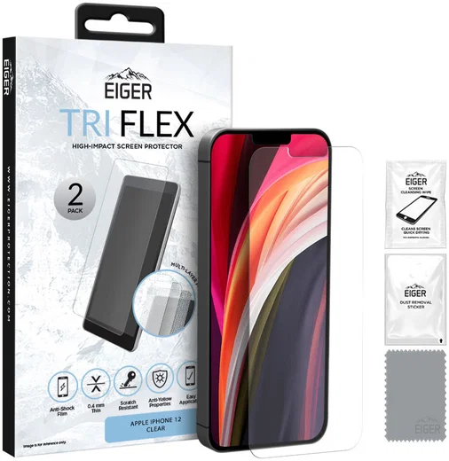 Eiger Apple iPhone 12 Mini Display Folie Screen Protector [2-Pack] afbeelding 1