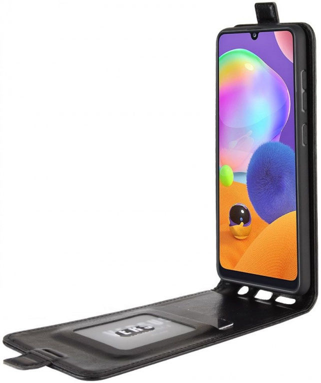 Samsung Galaxy A31 Hoesje Verticale Flip Portemonnee Book Case Zwart afbeelding 1