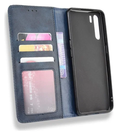 OPPO A91 Vintage Portemonnee Hoesje Blauw afbeelding 6