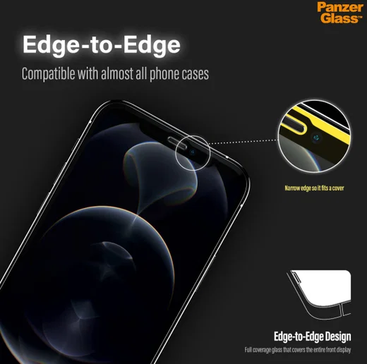 PanzerGlass iPhone 12 Pro Max Case Friendly Screenprotector Zwart afbeelding 7
