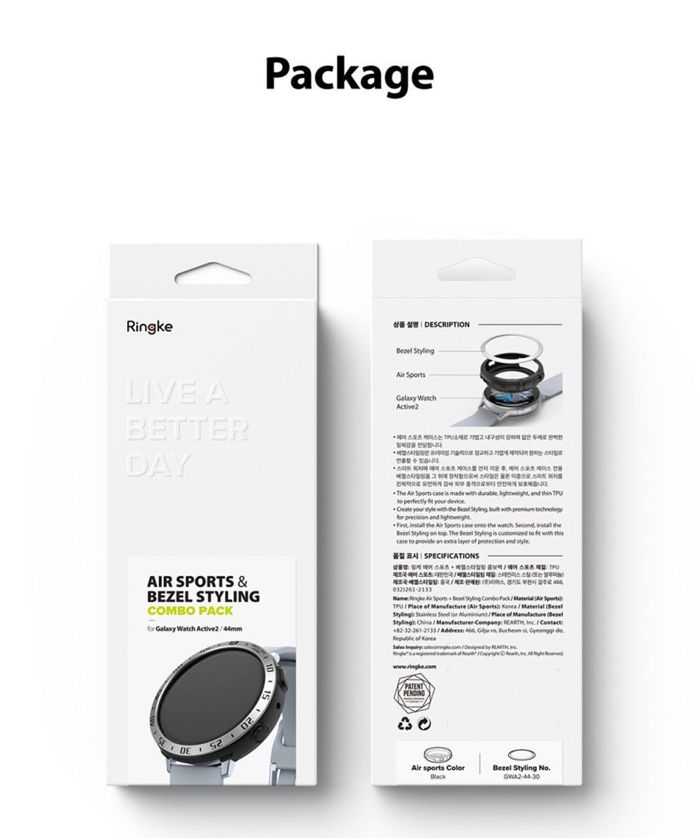 Ringke Air Sports Bezel Styling Watch Active 2 44MM Combo Pack Clear afbeelding 14
