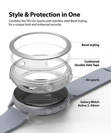 Ringke Air Sports Bezel Styling Watch Active 2 44MM Combo Pack Clear afbeelding 7
