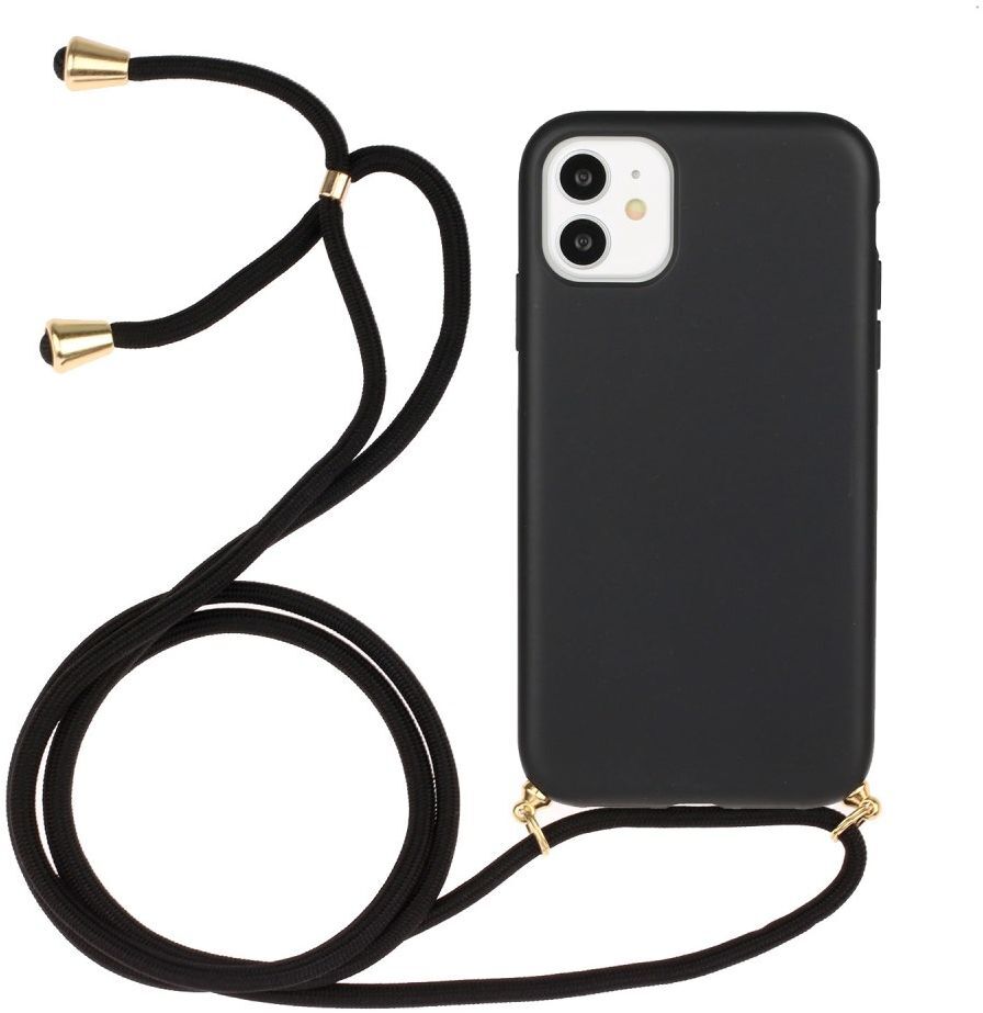 Apple iPhone 11 Hoesje Back Cover Flexibel TPU met Koord Zwart afbeelding 1