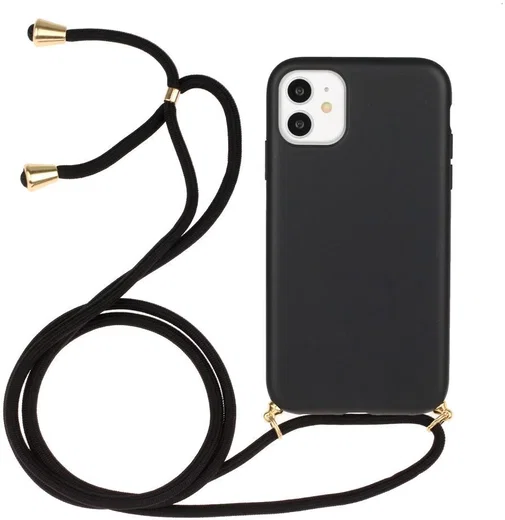 Apple iPhone 11 Hoesje Back Cover Flexibel TPU met Koord Zwart afbeelding 1