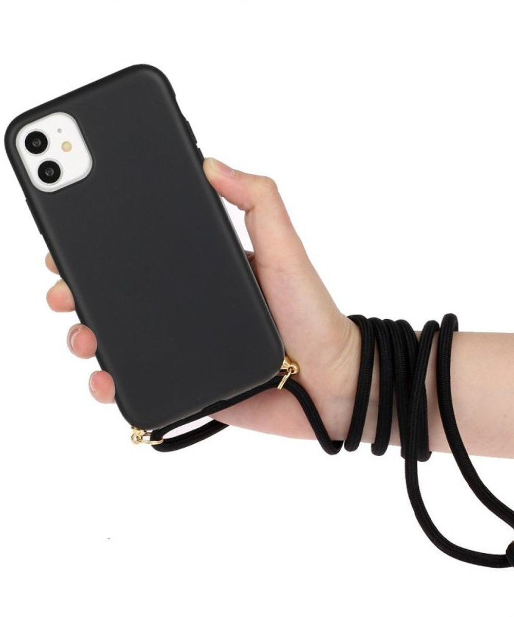 Apple iPhone 11 Hoesje Back Cover Flexibel TPU met Koord Zwart afbeelding 2
