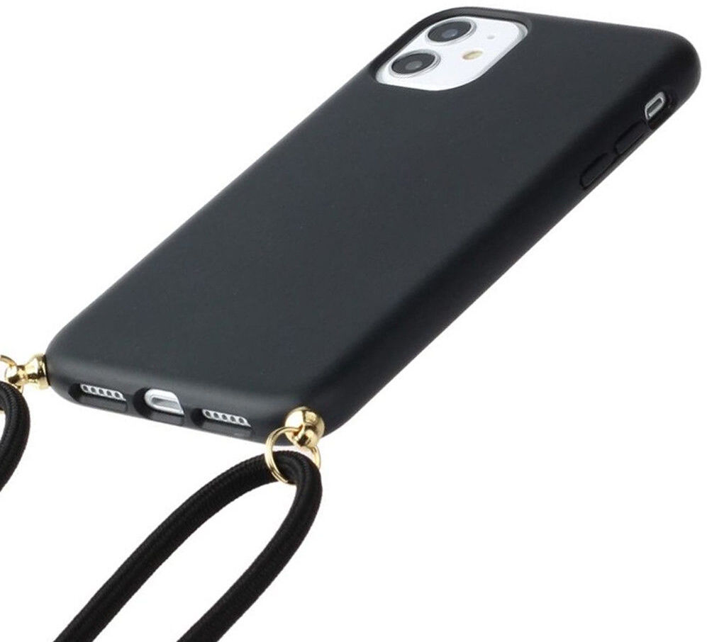 Apple iPhone 11 Hoesje Back Cover Flexibel TPU met Koord Zwart afbeelding 3