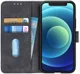 Apple iPhone 12 Mini Hoesje Retro Wallet Book Case Zwart afbeelding 1
