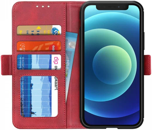 Apple iPhone 12 Mini Hoesje Portemonnee Book Case Rood afbeelding 1