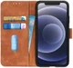KHAZNEH Apple iPhone 12 / 12 Pro Hoesje Retro Wallet Book Case Bruin afbeelding 1