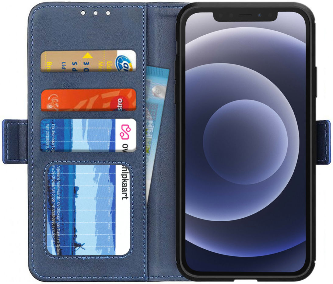 Apple iPhone 12 / 12 Pro Hoesje Portemonnee Book Case Blauw afbeelding 1