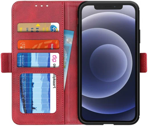 Apple iPhone 12 / 12 Pro Hoesje Portemonnee Book Case Rood afbeelding 1