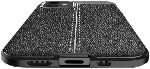 Apple iPhone 12 Mini Hoesje TPU met Kunstleren Coating Zwart afbeelding 5