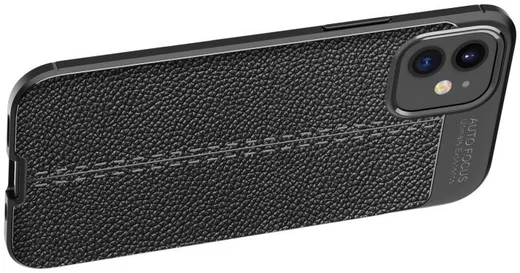 Apple iPhone 12 Mini Hoesje TPU met Kunstleren Coating Zwart afbeelding 8