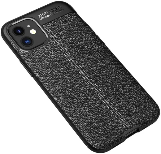Apple iPhone 12 Mini Hoesje TPU met Kunstleren Coating Zwart afbeelding 7