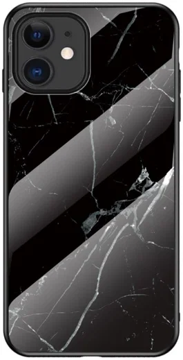 Apple iPhone 12 Mini Hoesje Hybride Back Cover Zwart Marmer afbeelding 1
