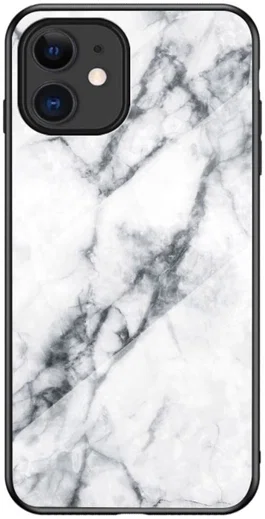 Apple iPhone 12 Mini Hoesje Hybride Back Cover Wit Marmer afbeelding 1
