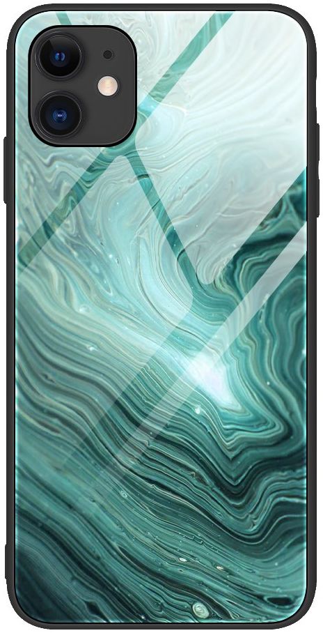 Apple iPhone 12 Mini Hoesje Hybride Back Cover Groen Marmer afbeelding 1